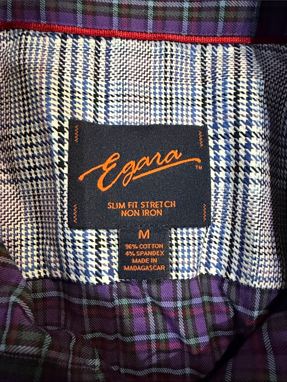 Egara Men's Purple Plaid Button-Down Shirt - Picture 2 of 6